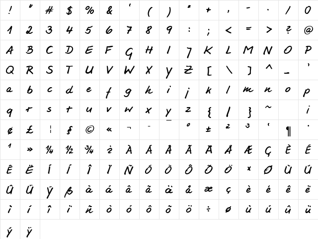 HW Jesco3 DB Normal  glyph index