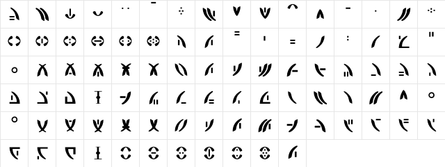 Zeta Reticuli Regular  glyph index