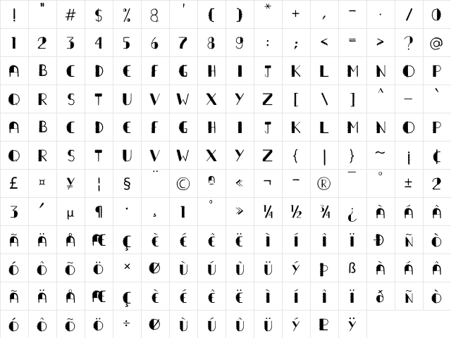 FK_Dino Regular  glyph index