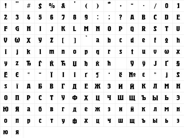 HeroldCTT Bold  glyph index