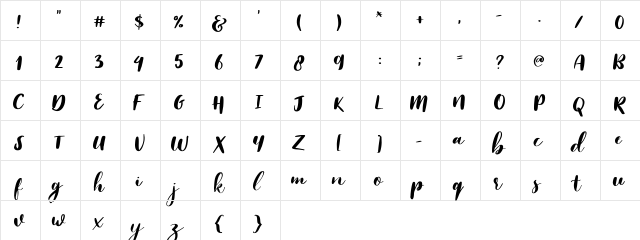 Reklase Regular  glyph index