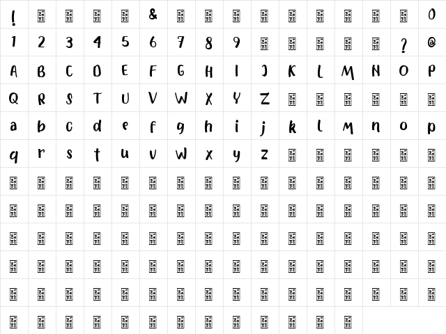 Marsha DEMO Regular  glyph index