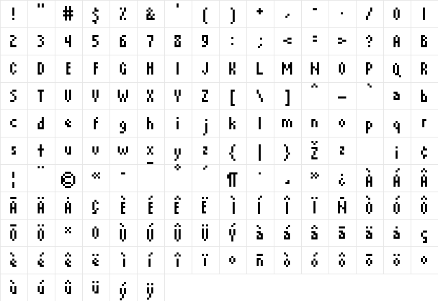 David Device regular  glyph index