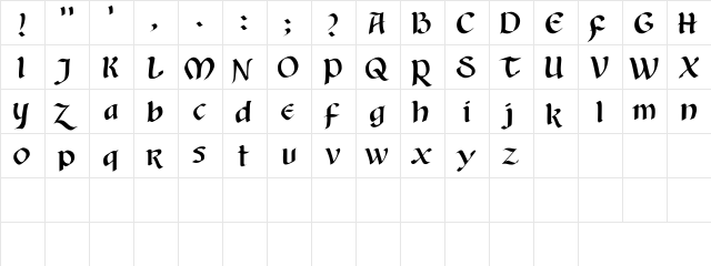 AuntJudy Regular  glyph index