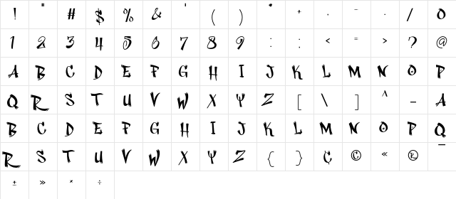 Rhieknuza Regular  glyph index