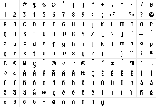 F2F Czykago LT Std Light  glyph index
