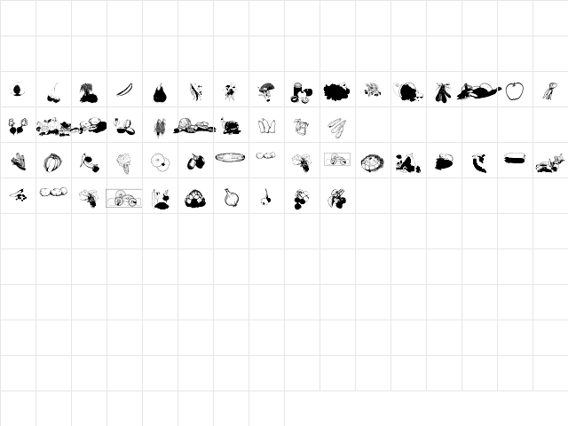 FruitsNVegies2 Regular  glyph index