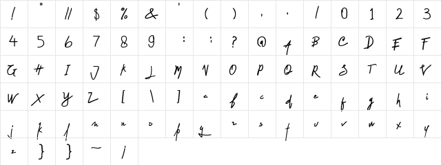 Smile of Cinderella Regular  glyph index