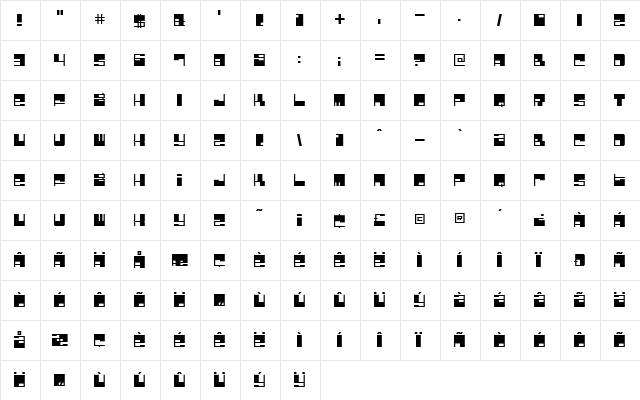 Bomb Factory Regular  glyph index