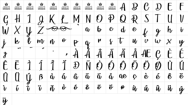 Bunch Blossoms Personal Use Regular  glyph index