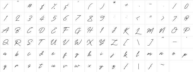 Baiklah Regular  glyph index