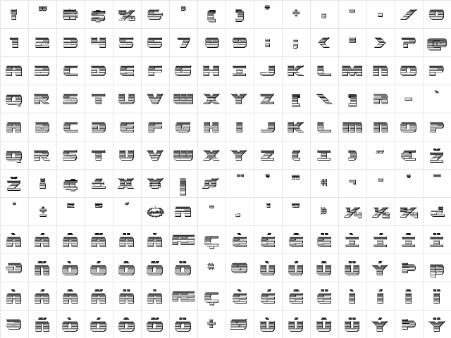 Dekaranger Platinum Regular  glyph index