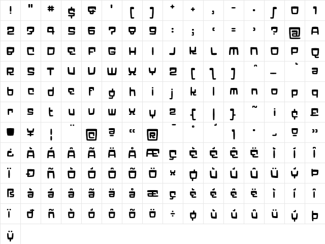 Elektron Regular  glyph index