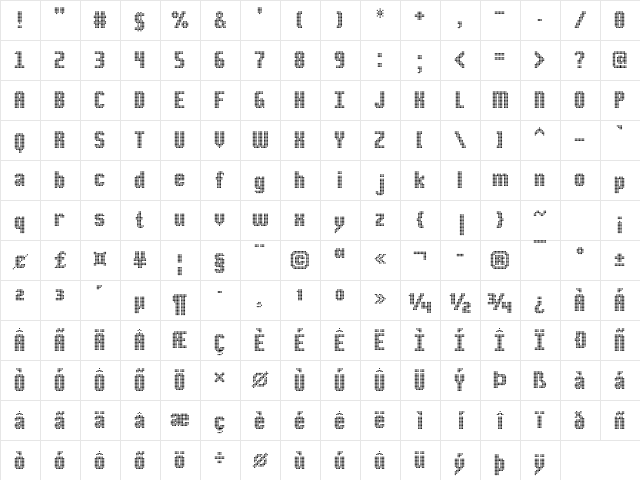 DS-Point Regular  glyph index