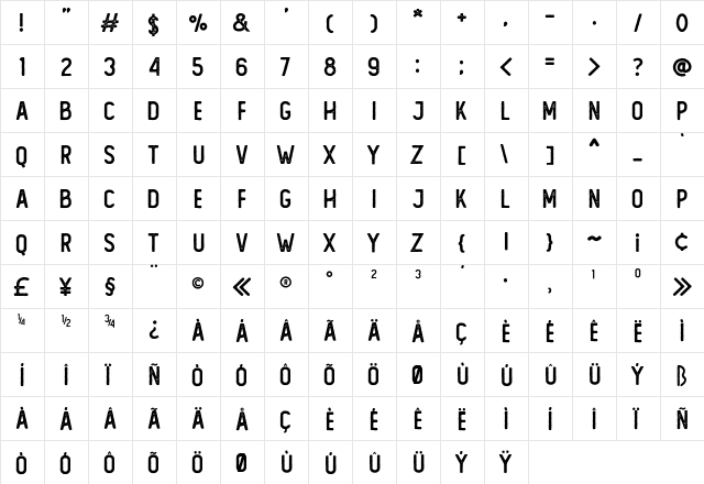 The Foregen Rough One Regular  glyph index