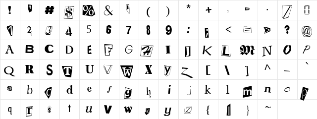 Googly Regular  glyph index