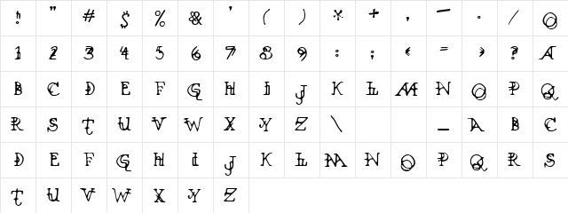 Xenowort Regular  glyph index