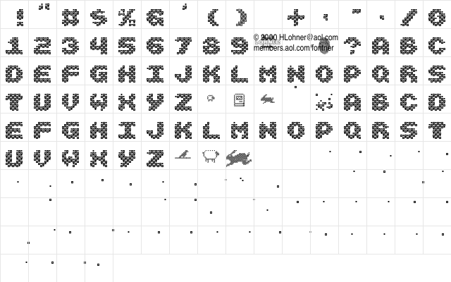 Vasarely Regular  glyph index