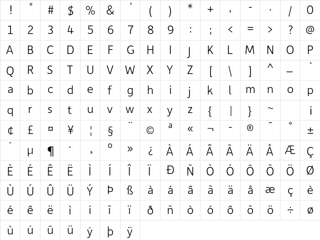 Depot Light  glyph index