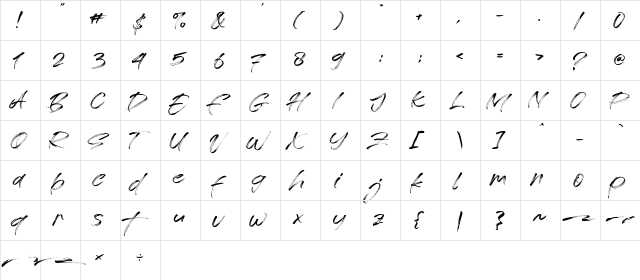Free License Regular  glyph index