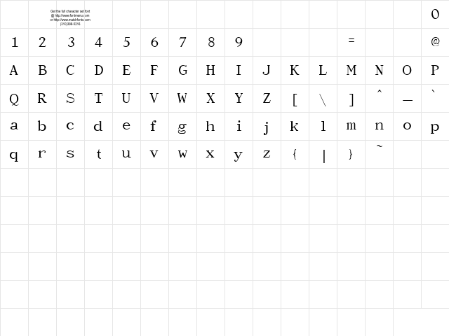 Chap Clerk Tryout Regular  glyph index