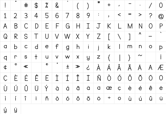 Nilam Bold  glyph index