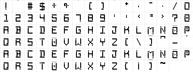 Phantomonia Regular  glyph index