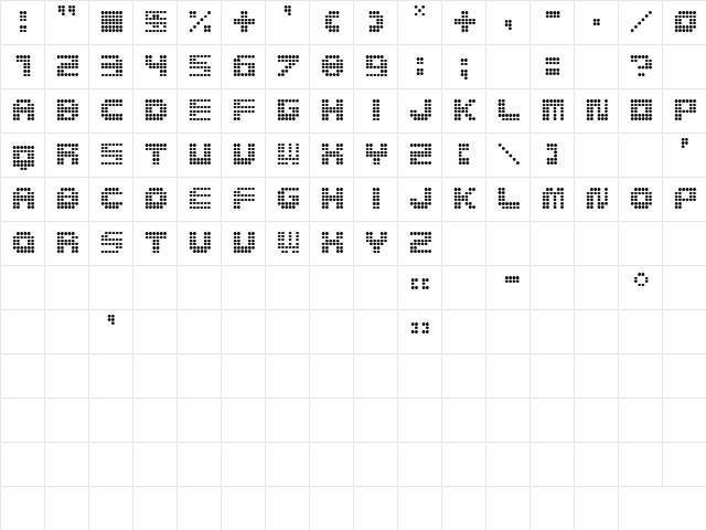 MedLedRegular Regular  glyph index