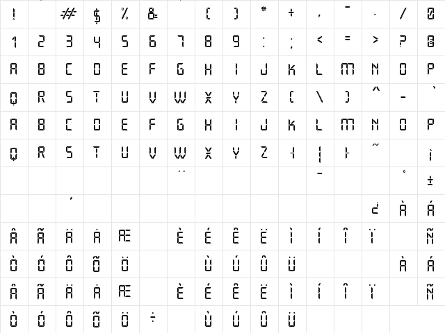 Open 24 Display St Regular  glyph index