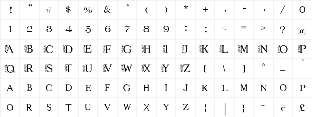 FLOWER GARDEN Regular  glyph index