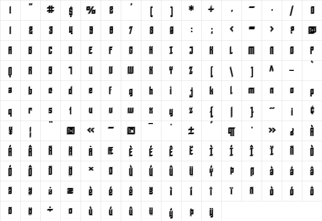 SF Piezolectric Inline Regular  glyph index
