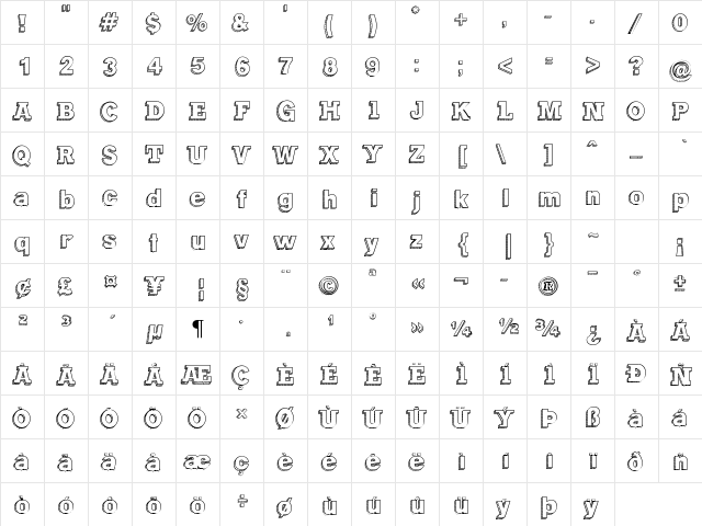 Gregory Packaging Regular  glyph index