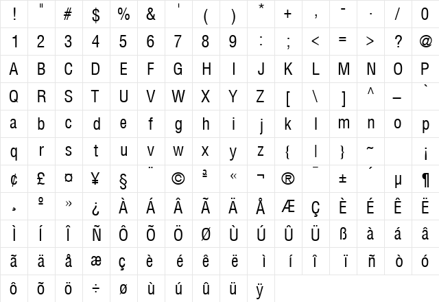 ContextLightExCondSSK Regular  glyph index