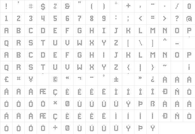 Yep Regular  glyph index