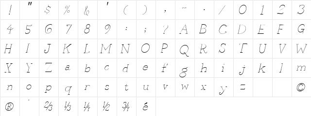 MummBasic ExtraLightItalic  glyph index