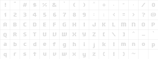 Cardew Six Light  glyph index