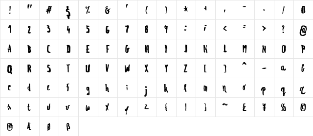 Regolith 1 Regular  glyph index
