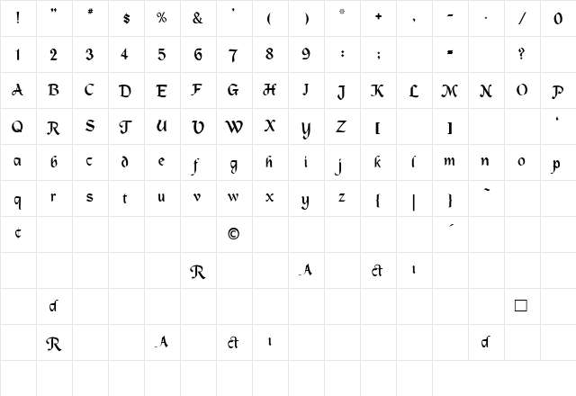Mac Humaine Light  glyph index