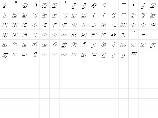 D3 Surfism_IO Regular  glyph index