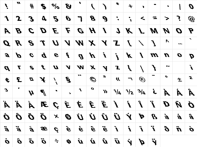 FZ ROMAN 37 WAVEY LEFTY Normal  glyph index