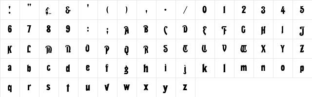 Brittainy Regular  glyph index