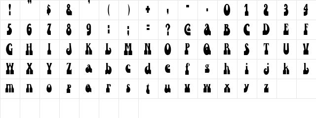 SandCastlesCondensed Regular  glyph index