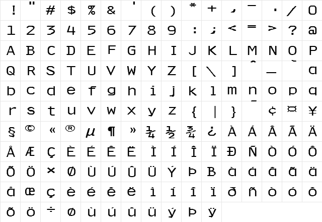 FZ DIGITAL 4 EX Normal  glyph index
