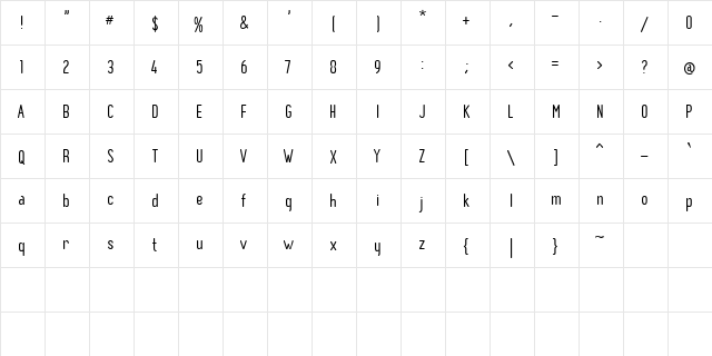 BN Pinky Regular  glyph index