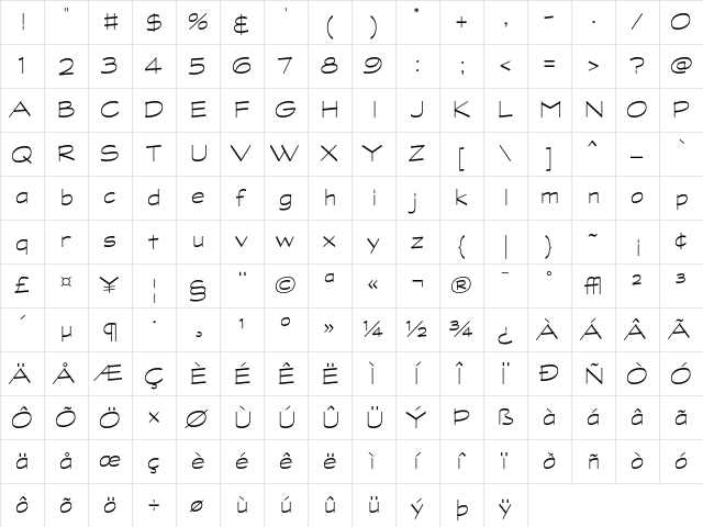 Graphite Light  glyph index