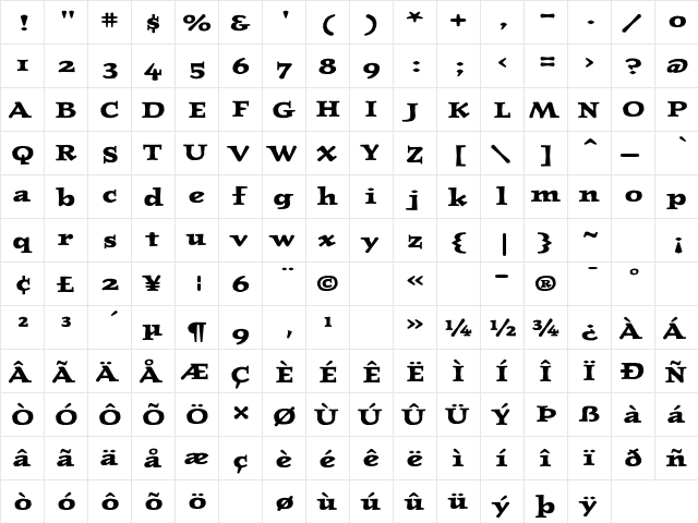 JournalOldstyle-UltraBold Ultra Bold  glyph index
