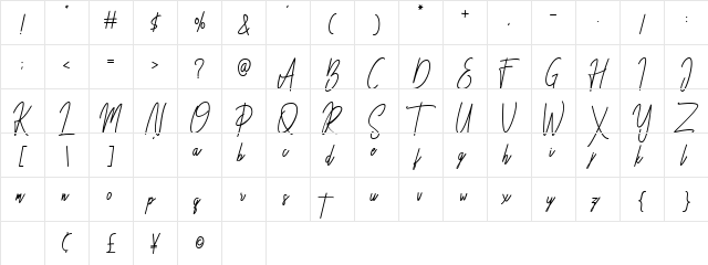Besttones Bold  glyph index