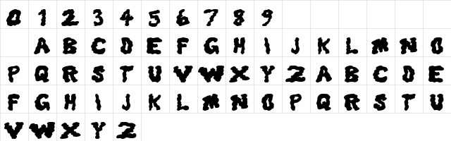 101! Ghoulish Regular  glyph index
