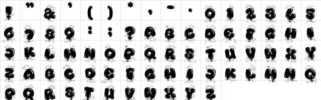 Kingthings Bloone! Regular  glyph index