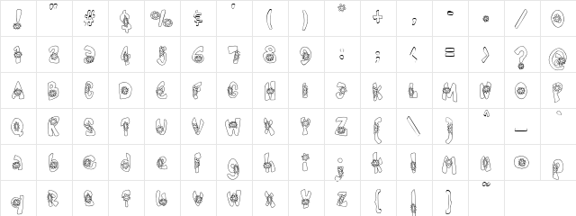 PC Funky Flowers Regular  glyph index